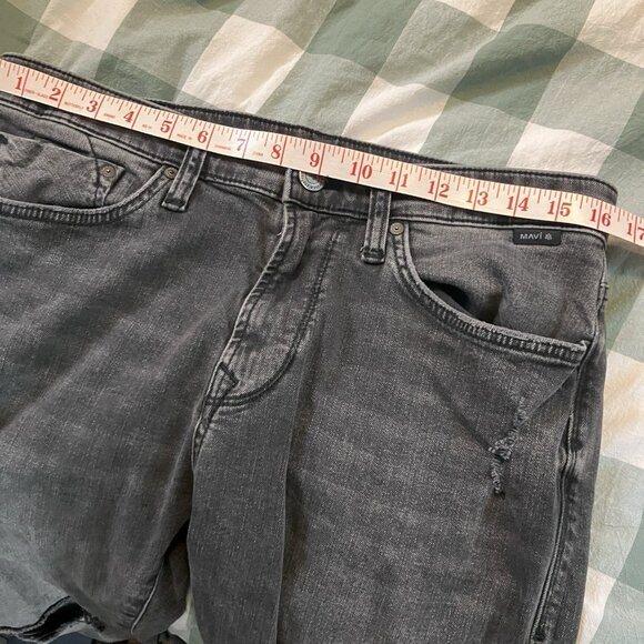 Mavi Marcus Slim Straight Jeans Mens 32 Black Distressed - Picture 6 of 11
